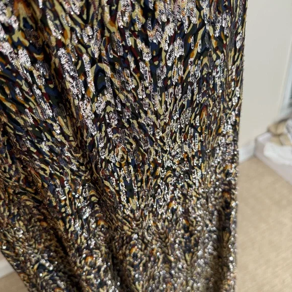 BA&SH Black Gold Silver Metallic Thread Shiny Skirt Midi Holiday Party size S - Picture 3 of 7